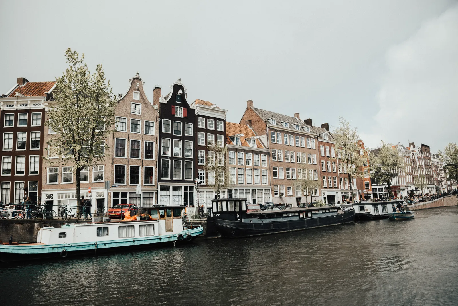 Canal houses along a canal in Amsterdam