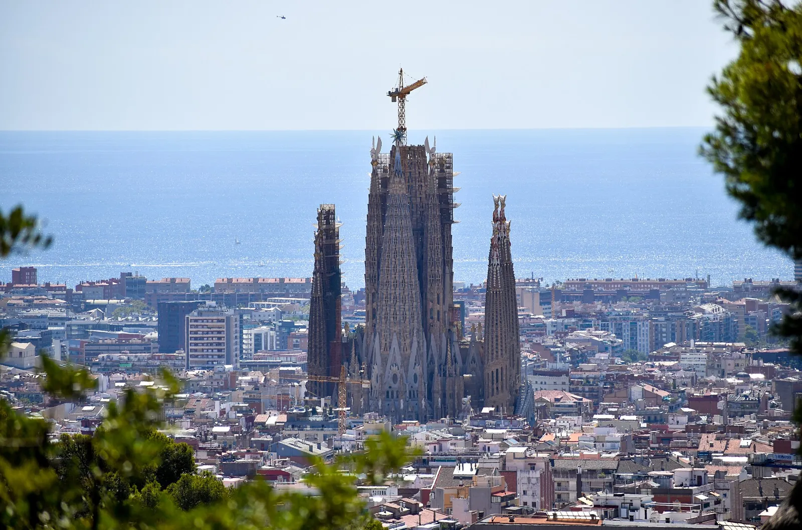 The Sagrada Família rising above Barcelona’s rooftops